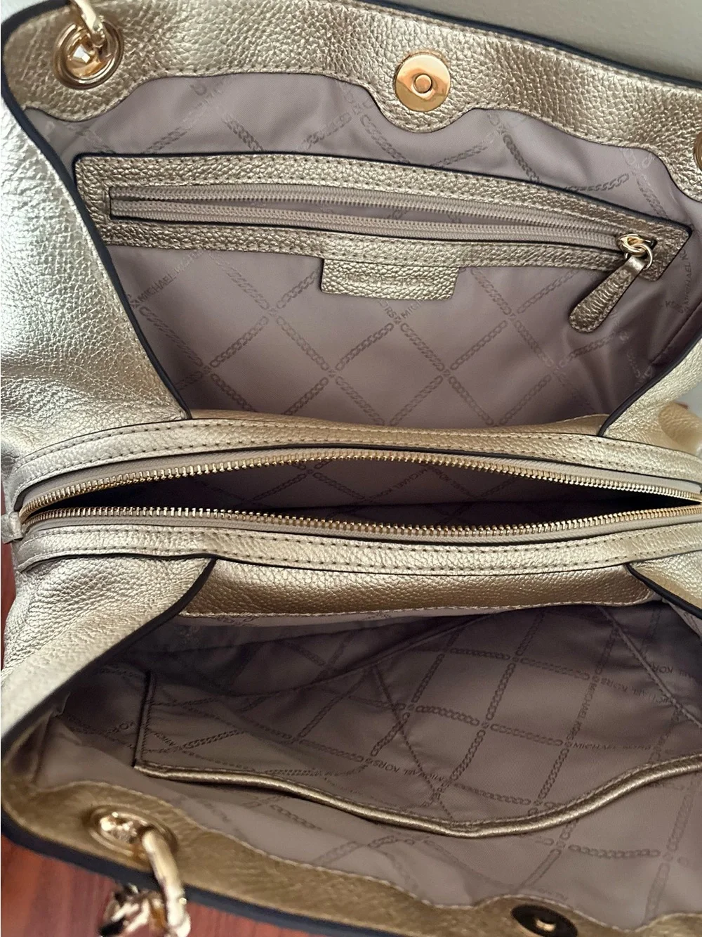 Michael Kors Metallic Gold Leather Shoulder Tote